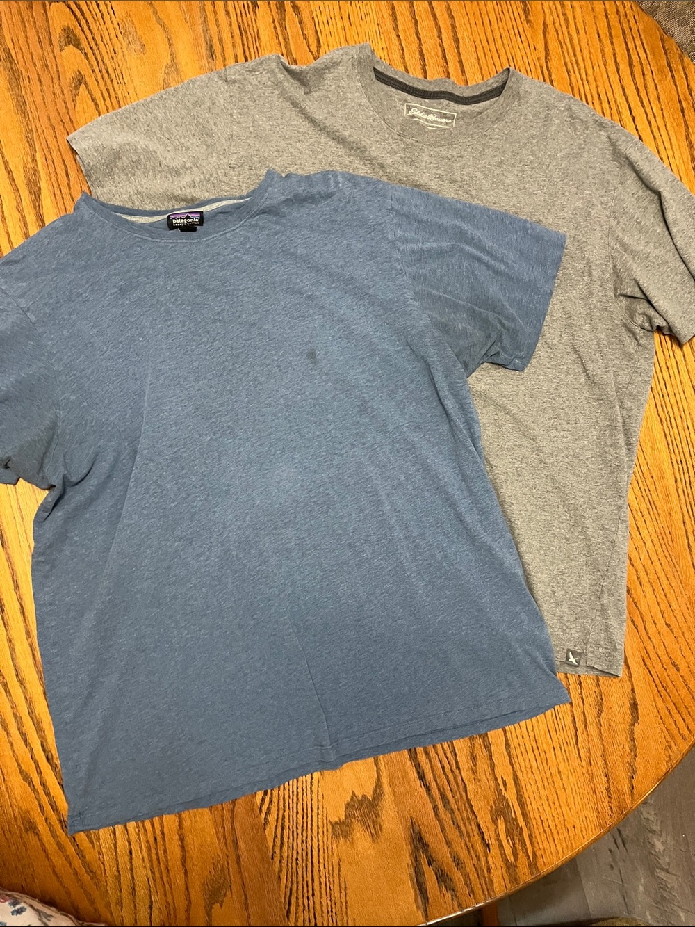 Patagonia Blue and Eddie Bauer Gray Short-Sleeve Crewneck T-Shirts (2-Pack)